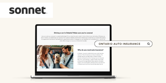 Localized SEO | Ontario Auto Insurance Product Landing Page | Sonnet Insurance